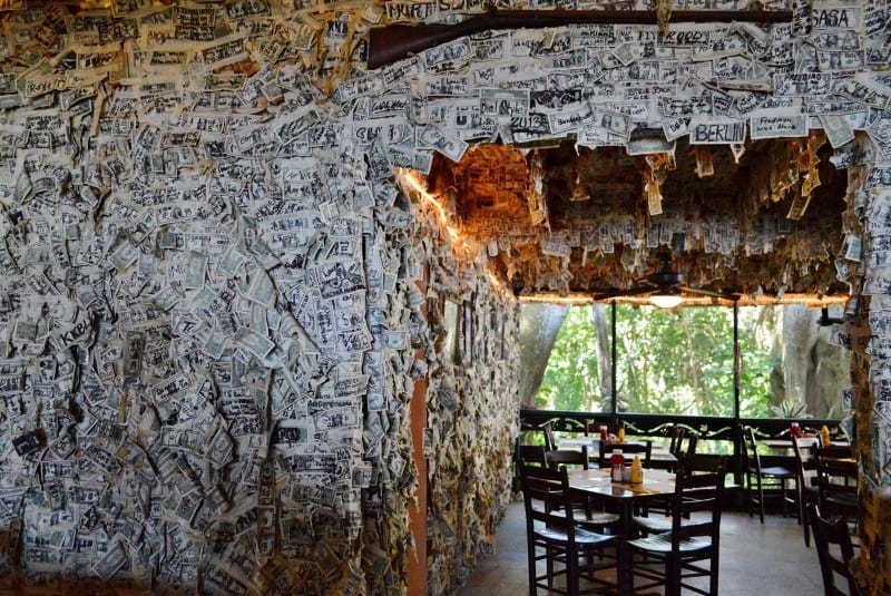 money wall in restaurant in Cabbage Key