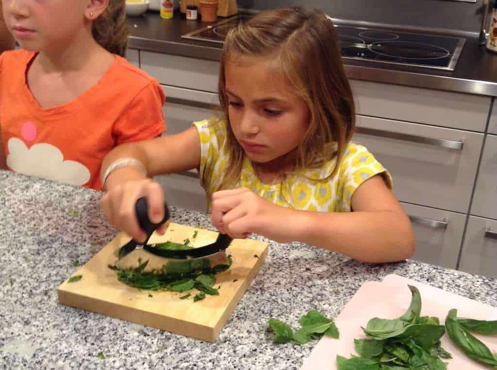 cooking Summer Camp chopping herbs