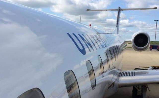 United plane during boarding