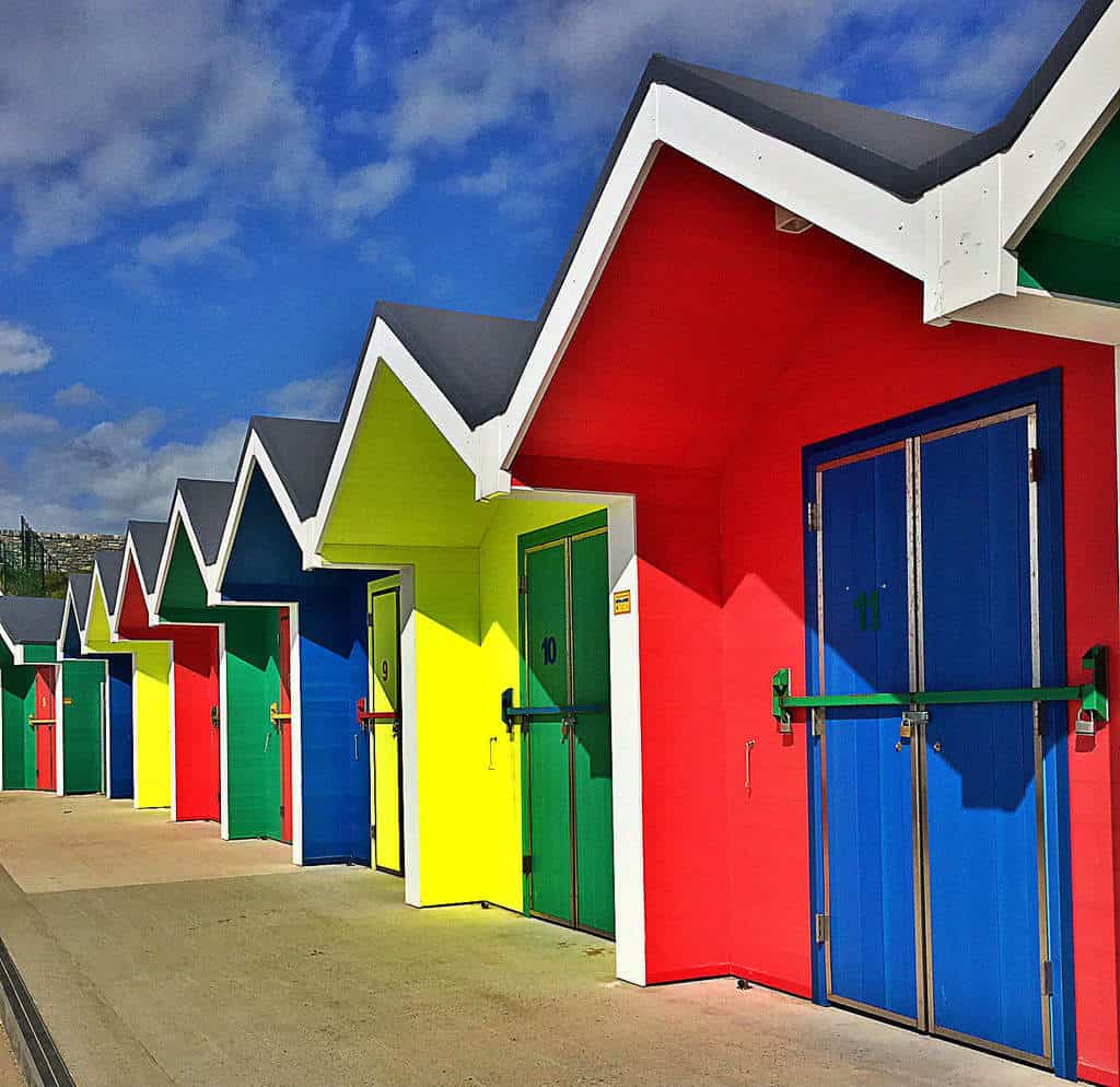 Bath houses in Barry Island, Wales, UK