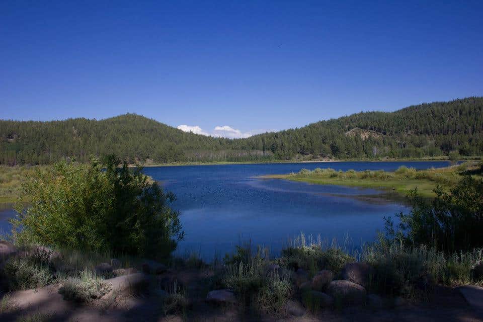 the view of spooner lake from the loop trail on the east side of lake tahoe