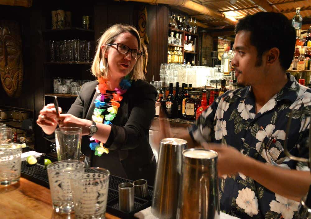 pam making mai tais at trader vic's in london