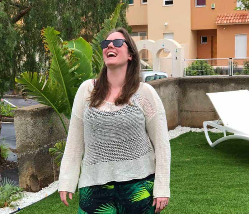 Liana Sweater Prana in Tenerife Spain Eileen Cotter Wright