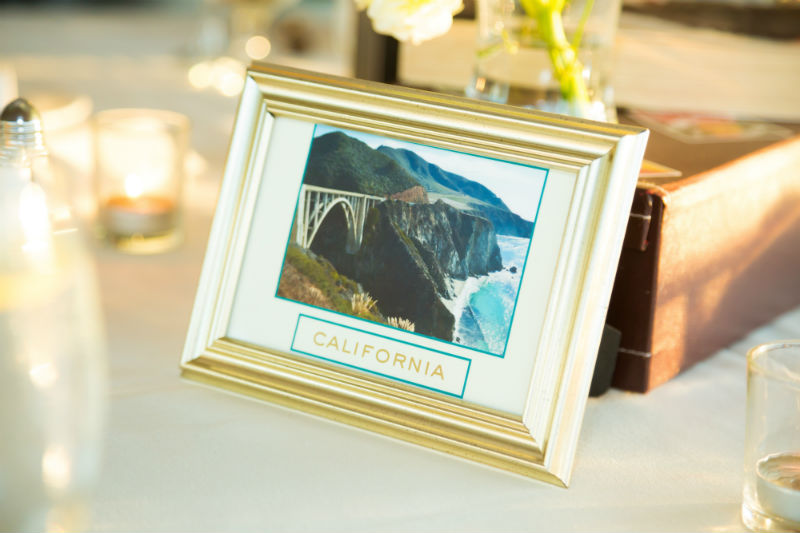 travel themed wedding table setting