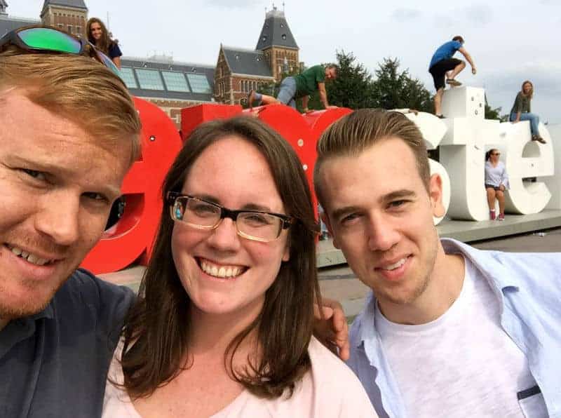 group shot at the i am amsterdam letters