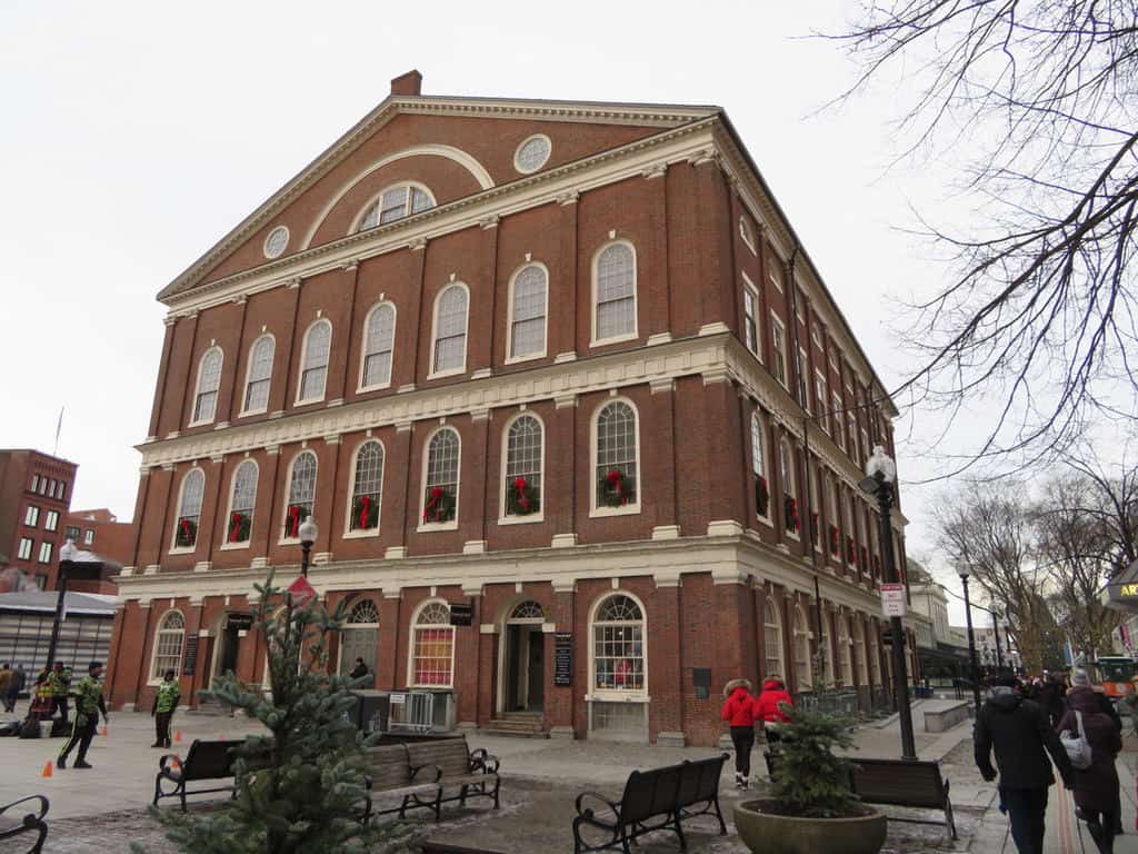 faniuel hall boston front of market in brick