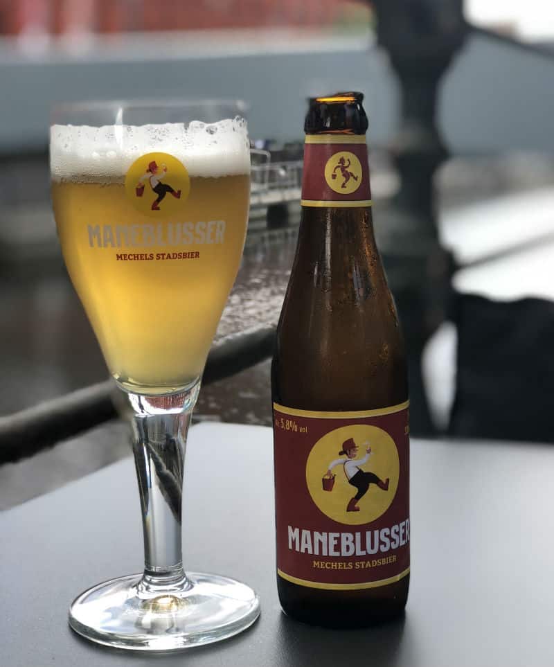 beer bottle and glass in belgium at lunch mechelen de cirque