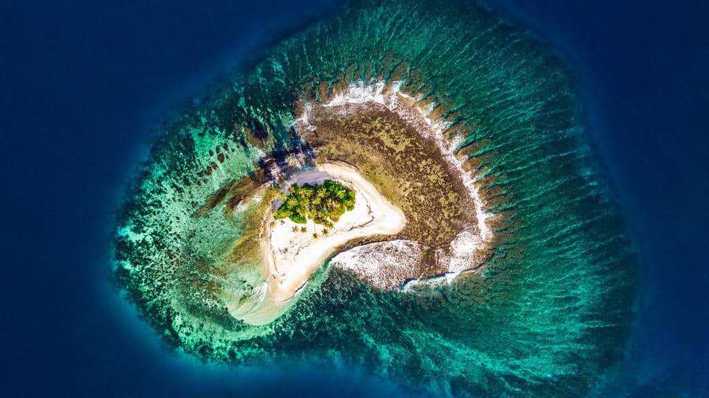 overhead view of Australias islands and great barrier reef drone shot