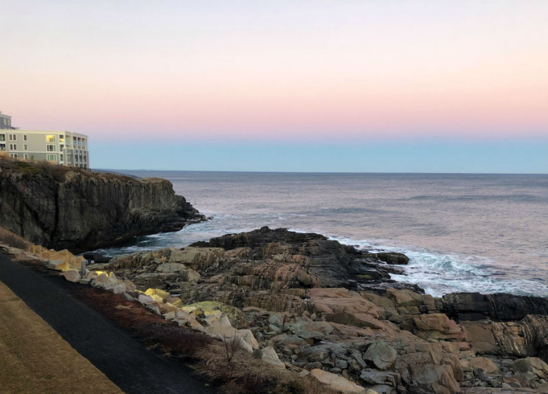 sunset at the cliff house maine