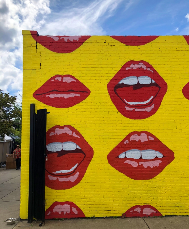 yellow and red lips wall buffalo