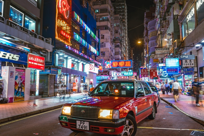 red taxi in asia