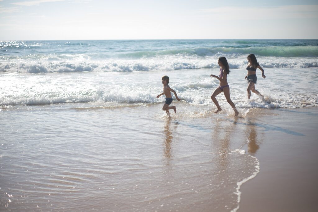 family on beach