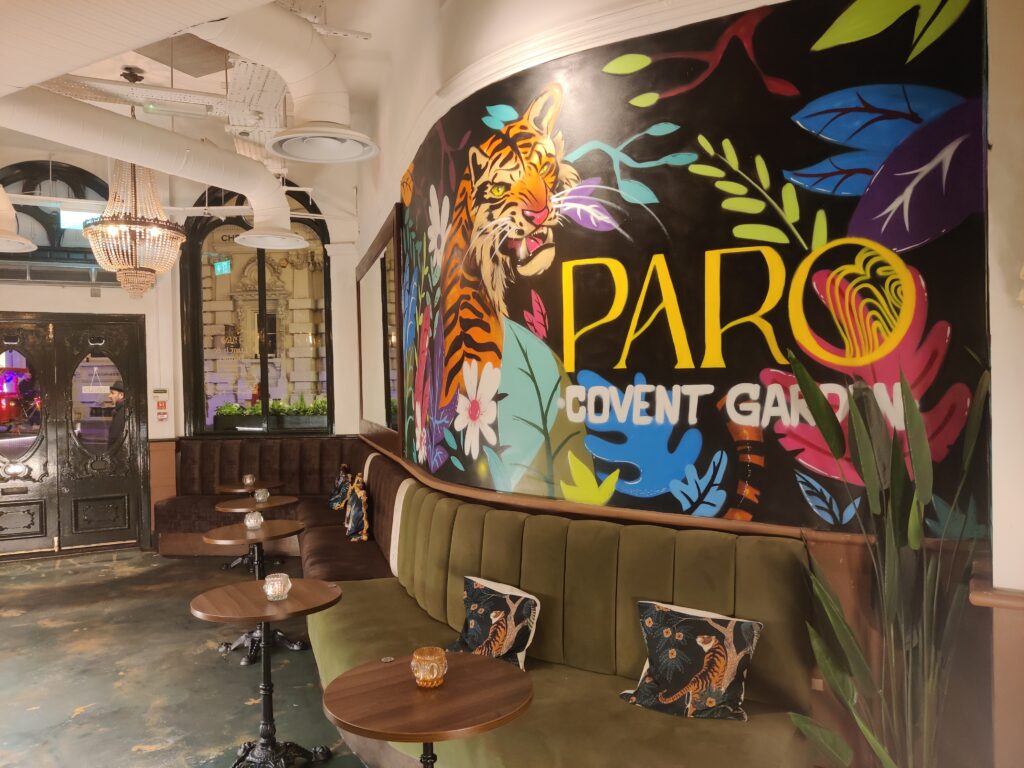 sign for indian food restaurant paro in London